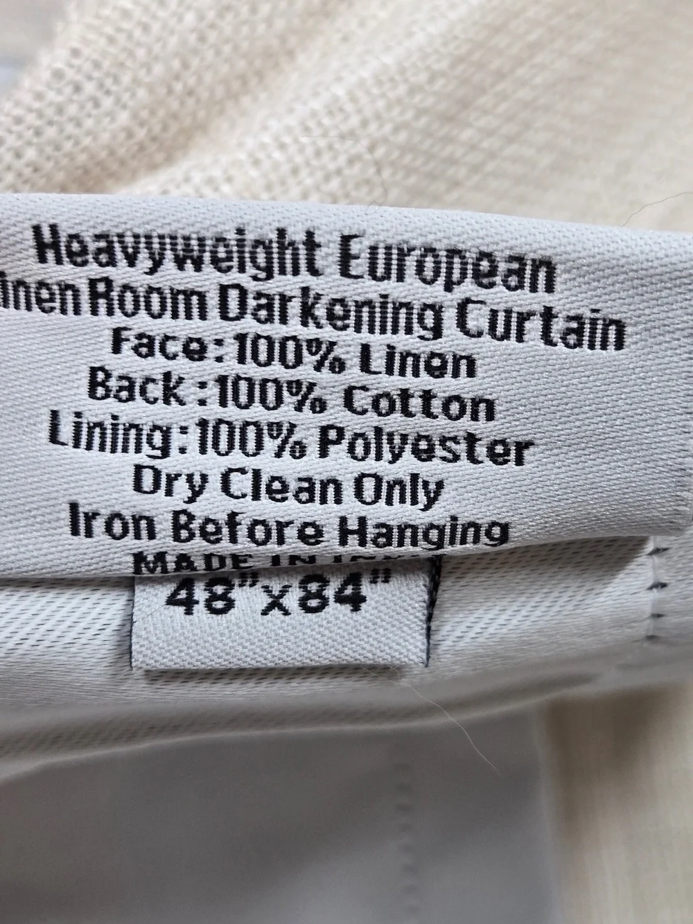 QUINCE Set 2 48x84 Heavyweight European Linen Room Darkening Curtains Sand 0205